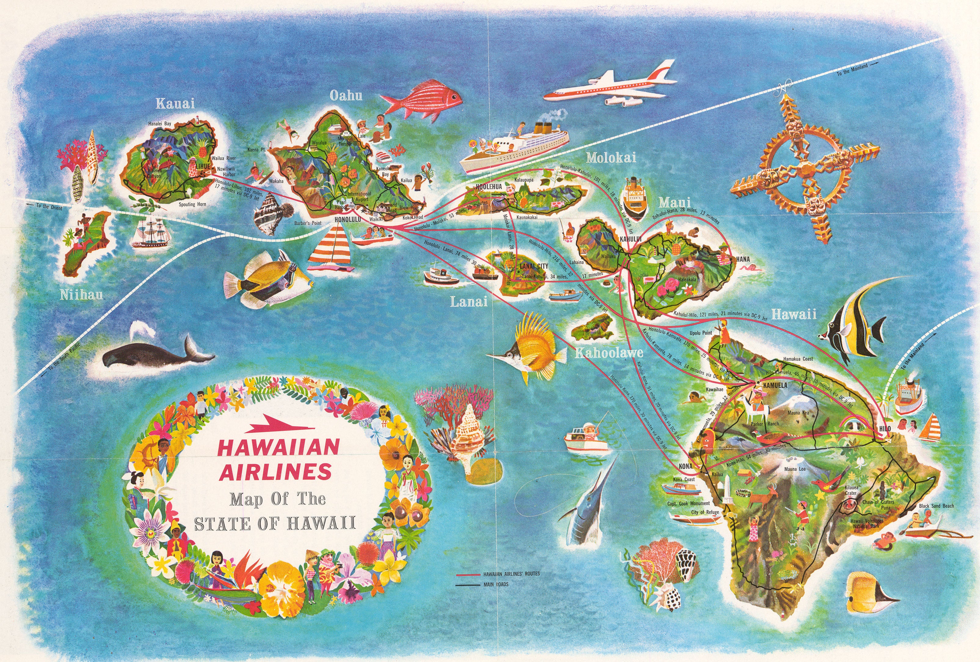 1960 Hawaiian Airlines – Map of the State of Hawaii : nwcartographic