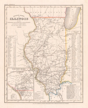 Authentic Antique map of Illinois: Neueste Karte von Illinois. By: Meyer 1845 (dated) 