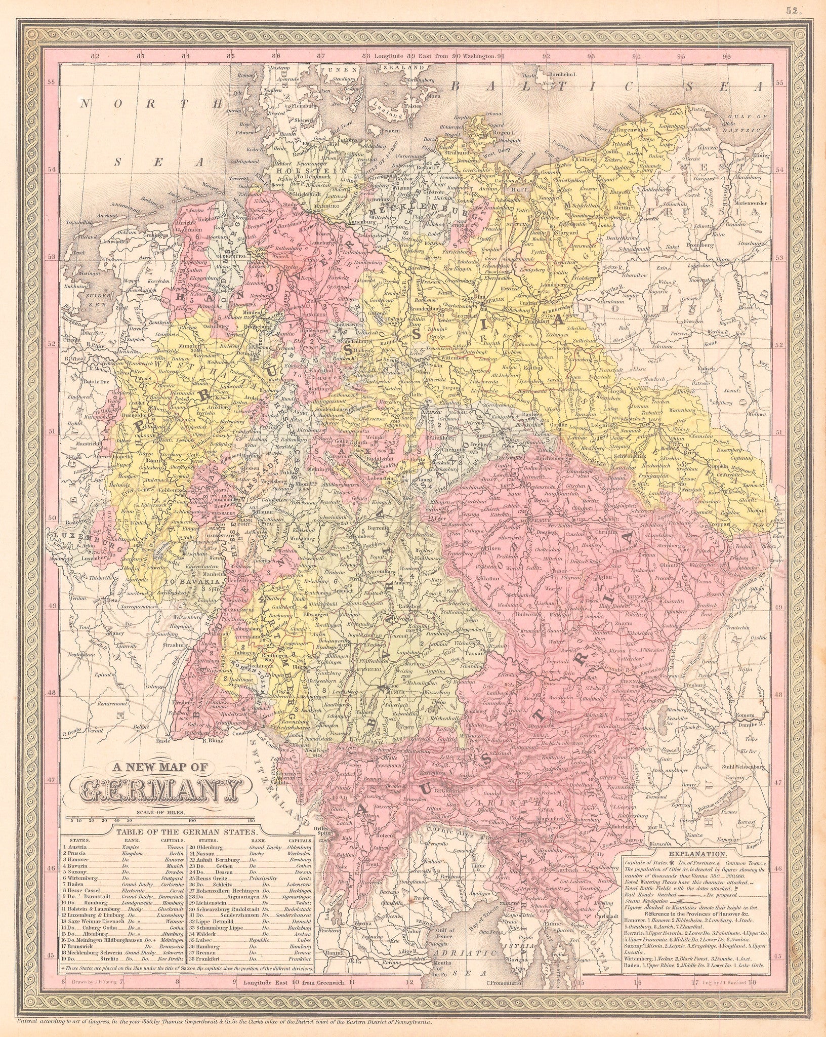 1850 A New Map Of Germany New World Cartographic   Aq18168a 