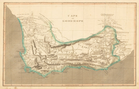 Antique Map Cape of Good Hope, South Africa by Faden 1795 ...