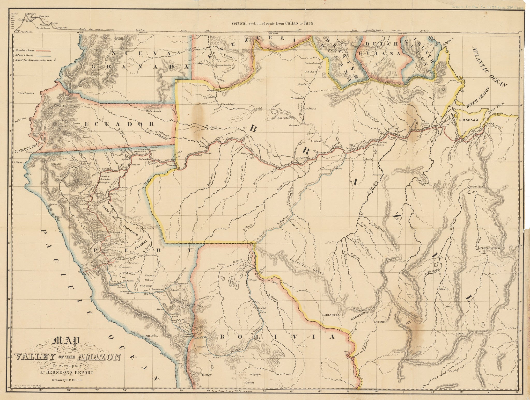 1853 Map Of The Valley Of The Amazon Nwcartographic Com New World Cartographic