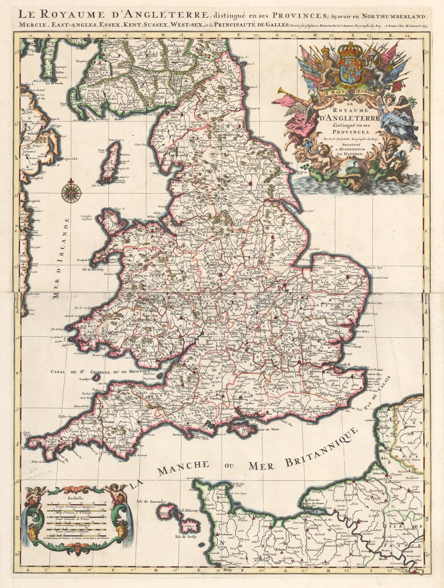 17th Century Map of England by: Jaillot : nwcartographic.com – New ...