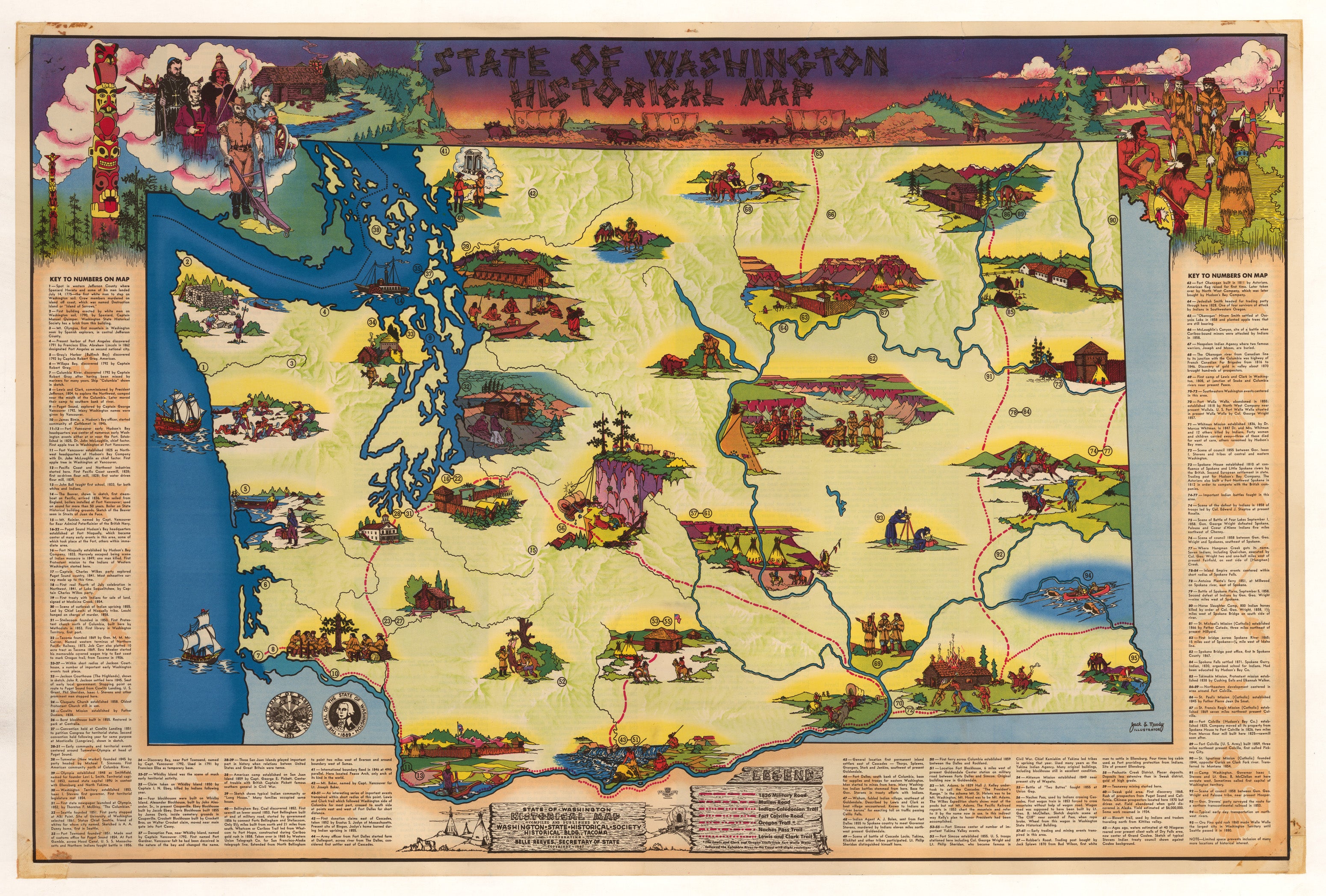 Vintage Pictorial Map of the State of Washington 1947 : nwcartographic.com – New World Cartographic