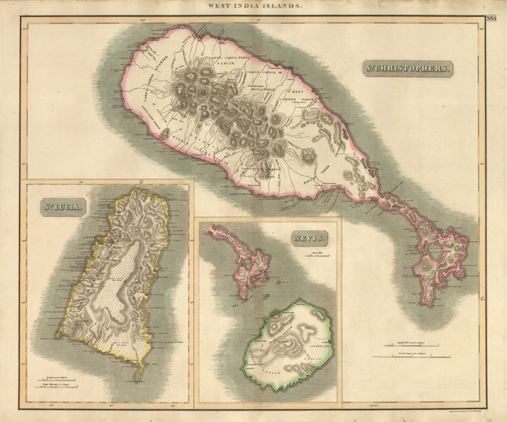 Antique Map of Saint Kitts, Caribbean by: Jefferys, 1775