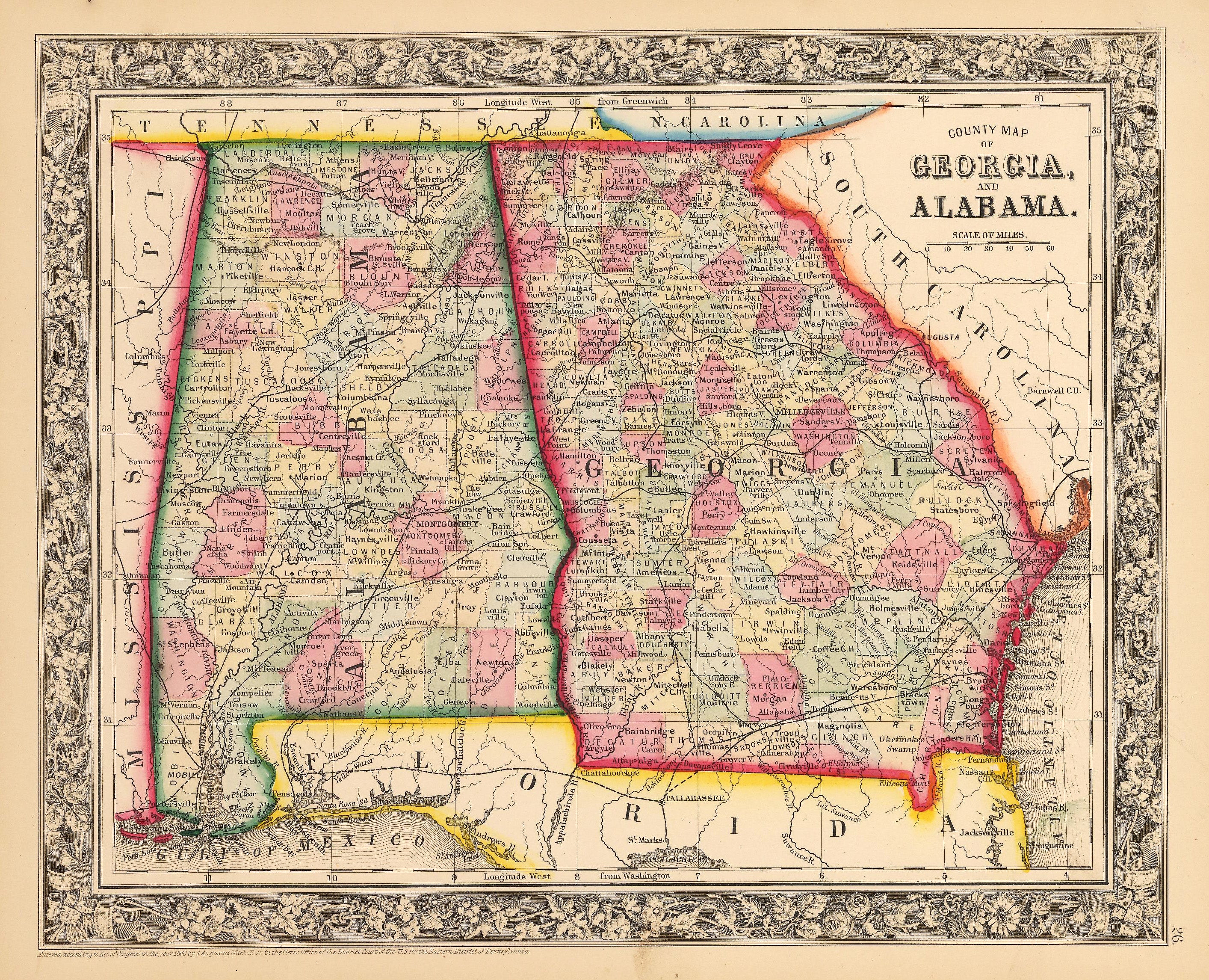 Georgia County Map With Highways Map Of Alabama Citie - vrogue.co