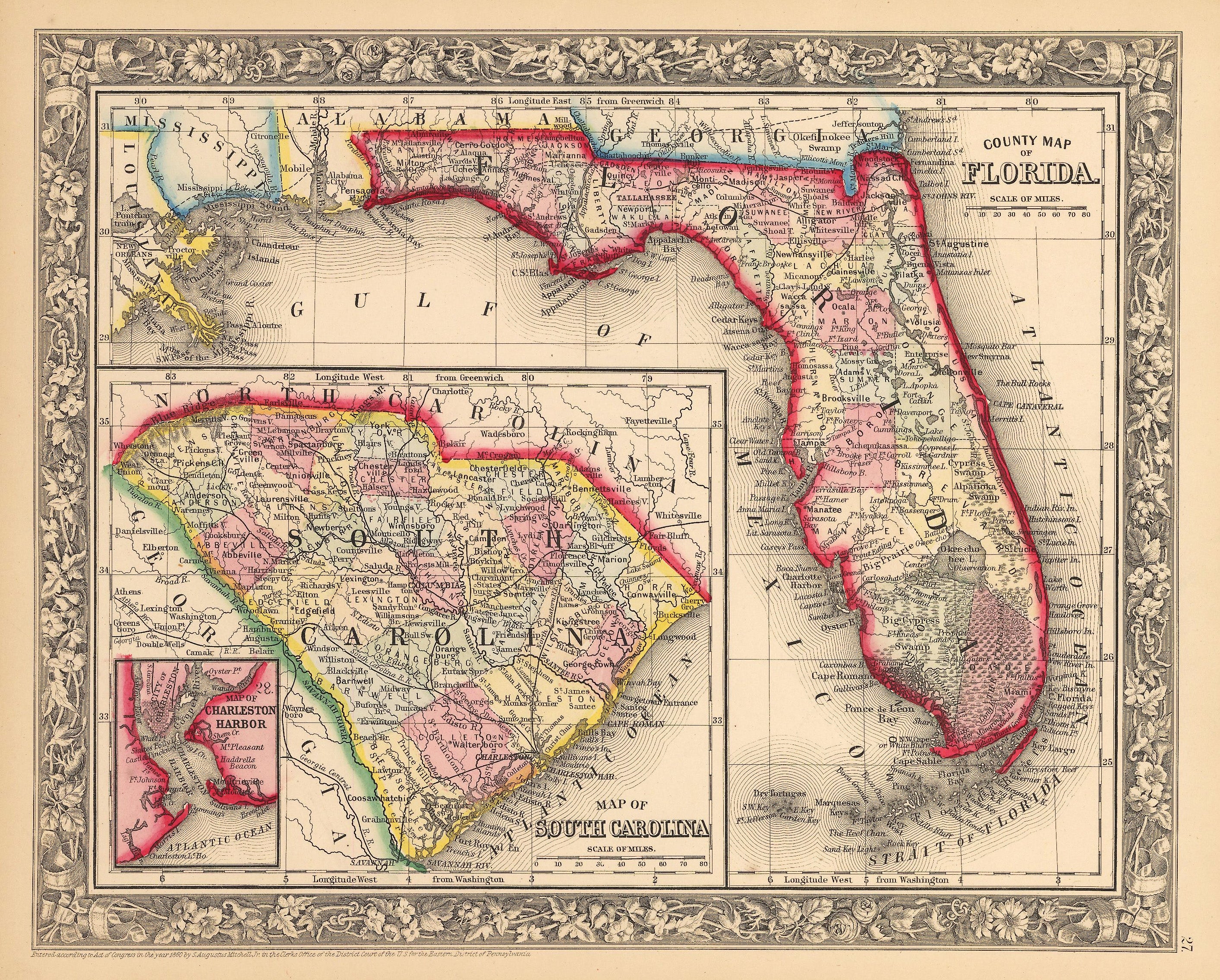 Северная Каролина 1860. Map count