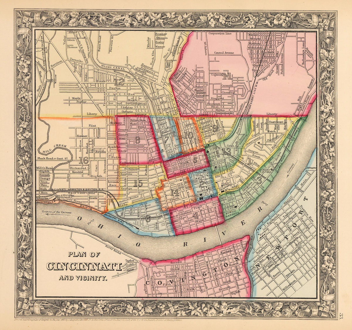 Antique Map of Cincinnati by: Mitchell 1862 : nwcartographic.com – New ...