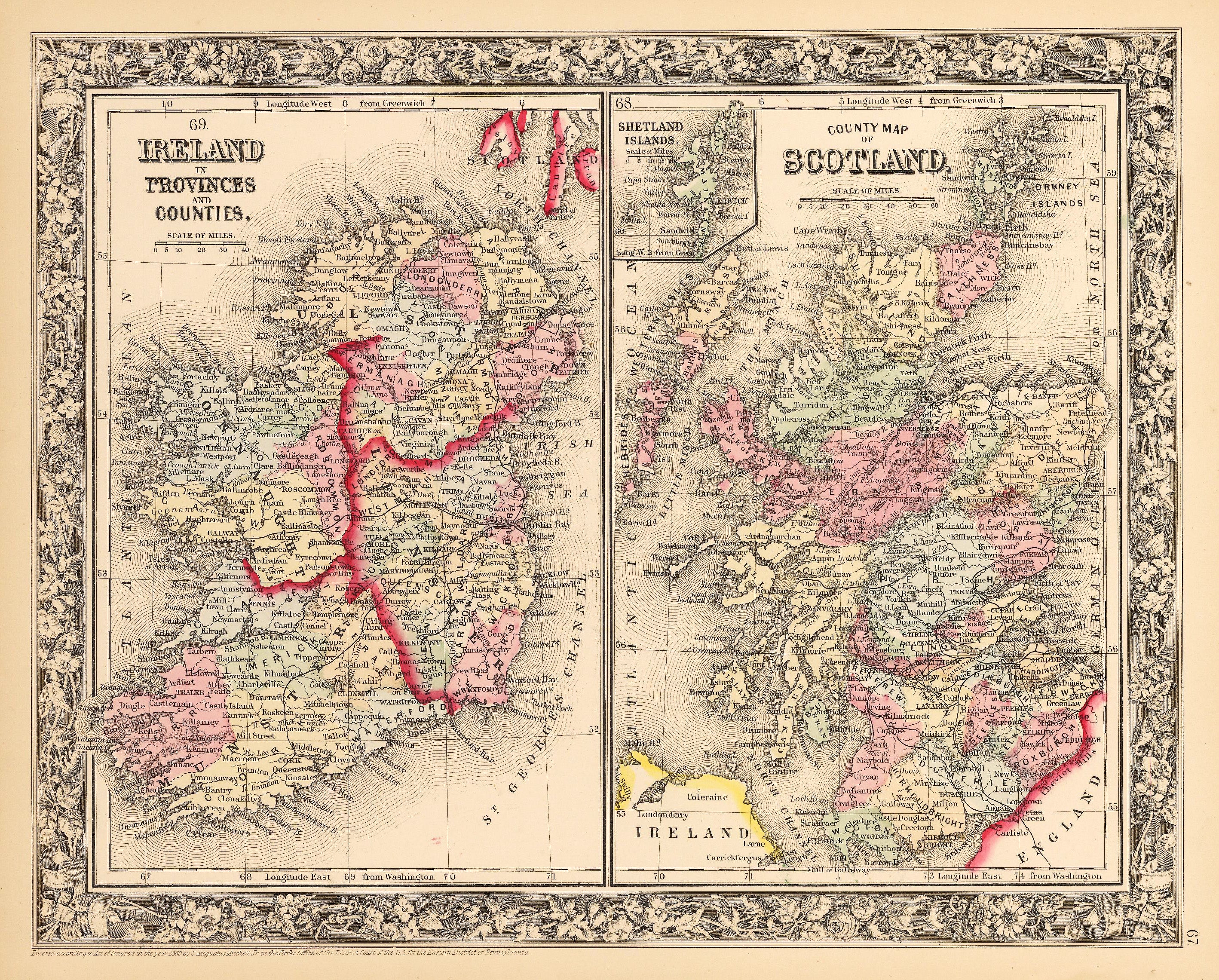 Old Map Of Ireland And Scotland