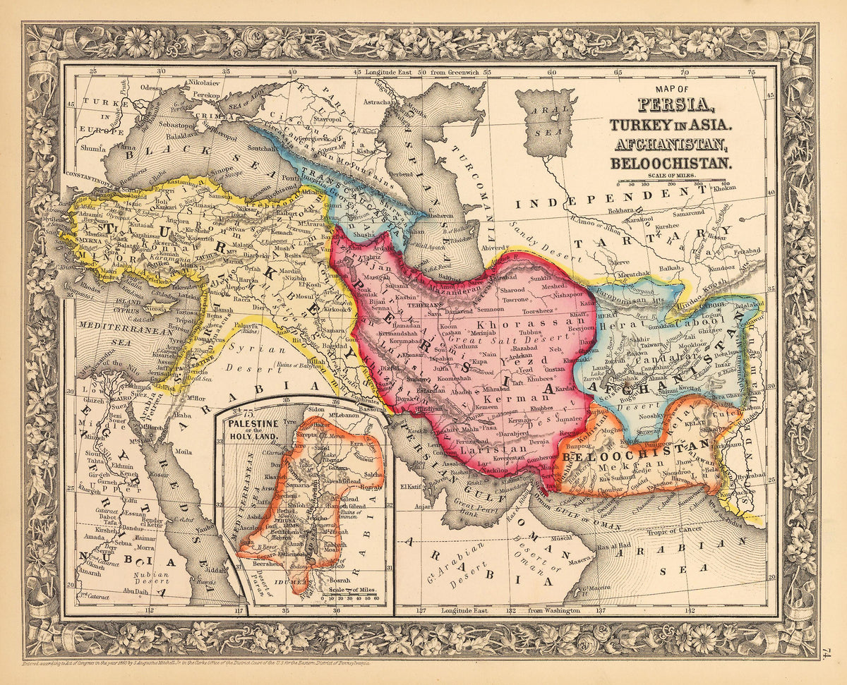 Antique Map of Persia, Turkey, & Afghanistan by: Mitchell ...