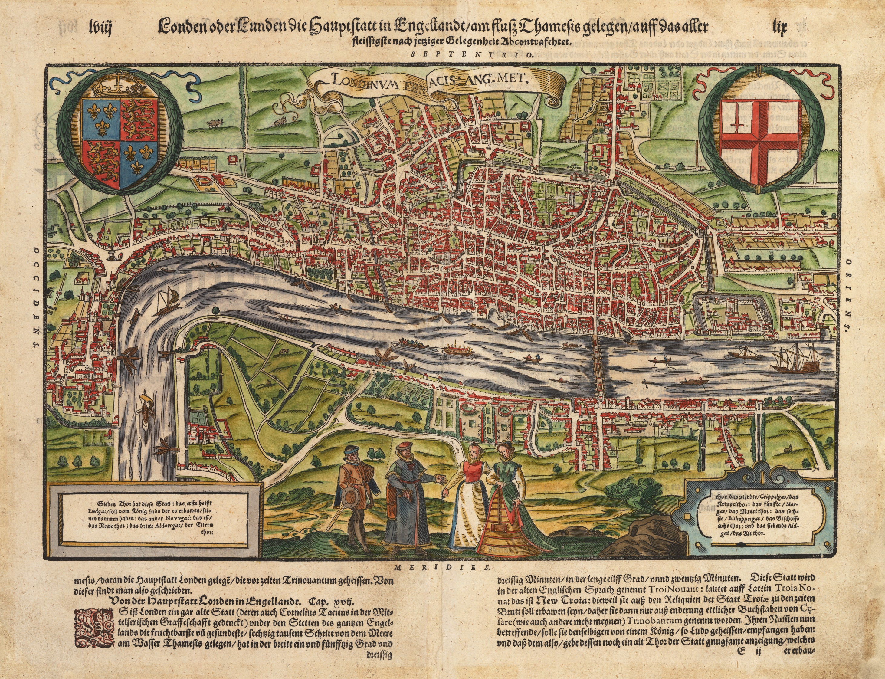 Antique 16th Century Map Of London By Munster 1598 Nwcartographic