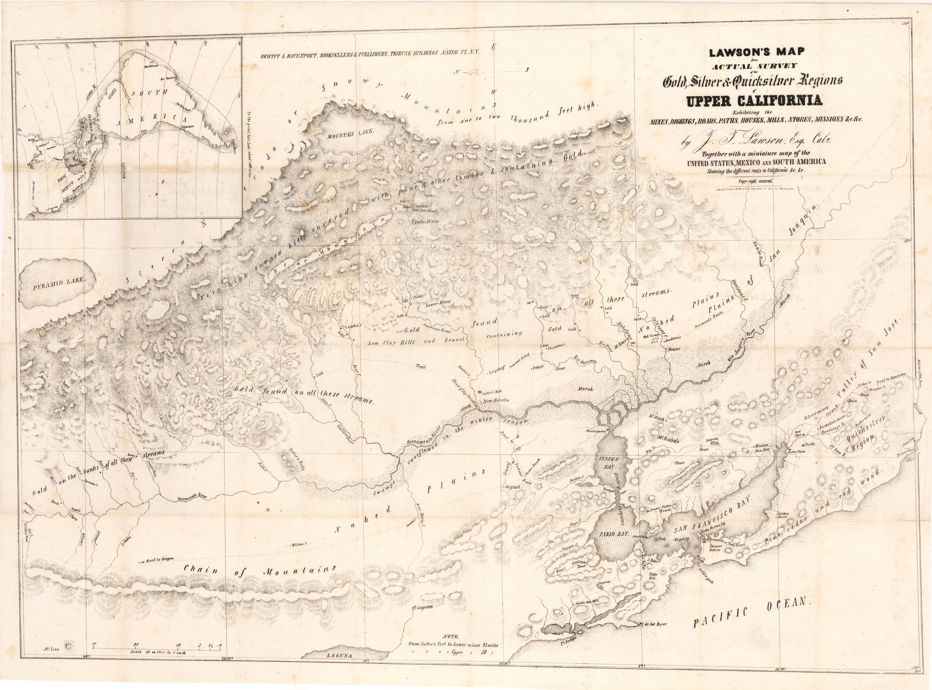 Antique California Gold Rush Map By Lawson 1849 Nwcartographic Com New World Cartographic