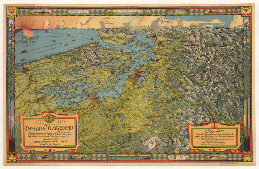 Antique Map of Puget Sound, Washington by: Kroll 1930 : nwcartographic ...