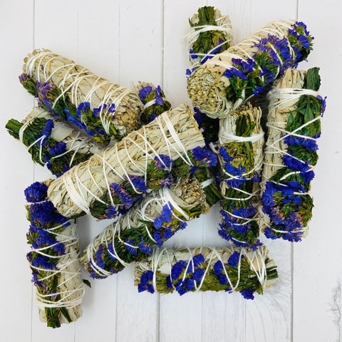 white sage with purple sinvata flowers