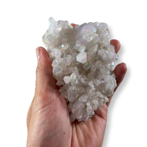 Aura Clear Quartz Palm Stone Angel Aura Round Smooth