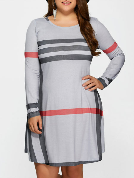 Plus Size Vertical Striped Comfy T-Shirt Dress – Boutique Bastone