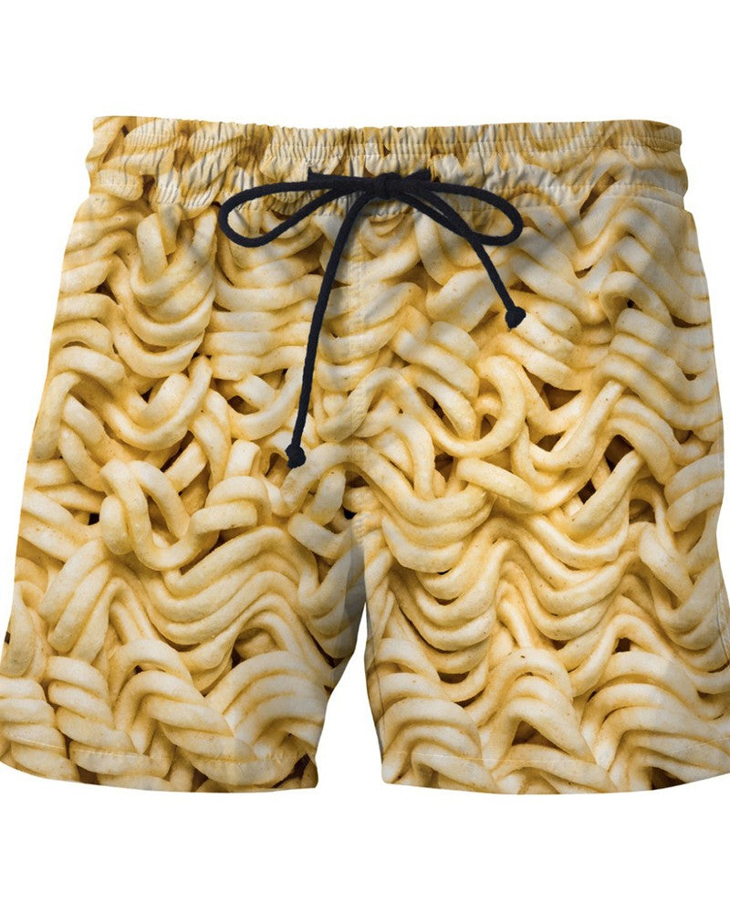 3d Instant Noodles Print Loose Drawstring Shorts Boutique Bastone