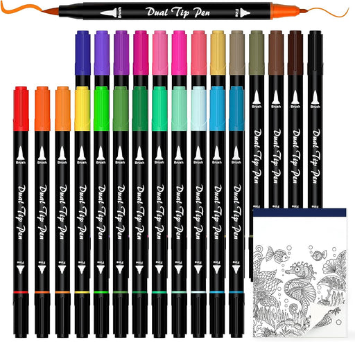 Dual Tip Brush Pen,120 Colored Dual Tip Markers Calligraphy Pens, Dual —  CHIMIYA