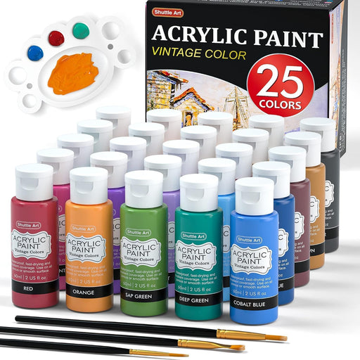 24 Pack Metallic Acrylic Pouring Paint, Shuttle Art 23 Metallic Colors  Ready-to-pour Acrylic Paint with 1 Silicon Oil, 60ml/2oz Each, Rich  Pigment, High Flow Pour Paint for Canvas, Rock, Ceramic, Wood
