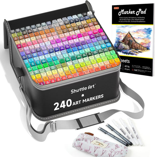 Shuttle Art 36 Colors Skin Tone&Hair Art Markers, Dual Tip Alcohol Based Marker Pen Set Contains 1 Blender 1 Carrying Case 1 Marker Pad Perfect for