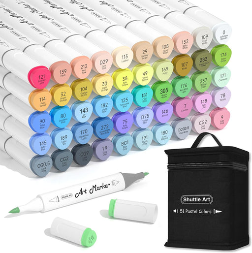 Shuttle Art 36 Colors Skin Tone&Hair Art Markers, Dual Tip Alcohol Based Marker Pen Set Contains 1 Blender 1 Carrying Case 1 Marker Pad Perfect for