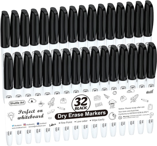 Dry Erase Markers, 16 Pack Black — Shuttle Art