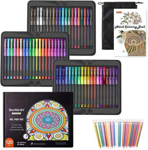120 Unique Colors Gel Pens Set - Perfect For Adult Coloring Books,  Doodling, Drawing, Writing & Sketching! Christmas、Halloween、Thanksgiving Day