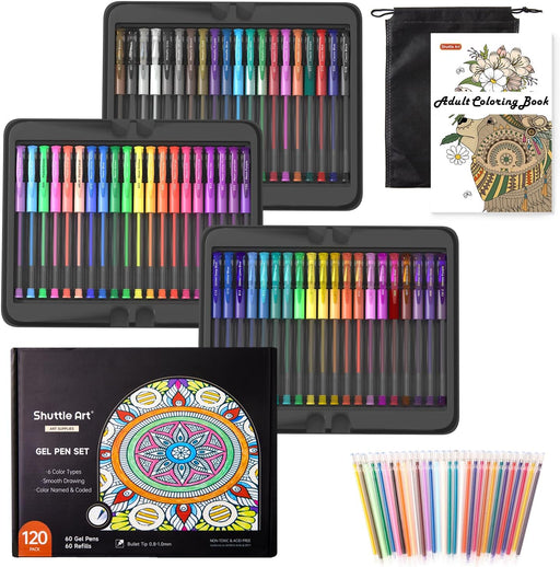 Colored Glitter Gel Pens, 120 Colors Gel Pen with 120 Refills - Set of —  Shuttle Art