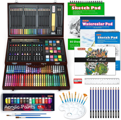 Schiller's 37-piece Sketch Kit, Premium Sketch Art Supplies For Artists,  Include Colored, Graphite, Charcoal, Watercolor,metallic & Pastel Pencils,  Dr
