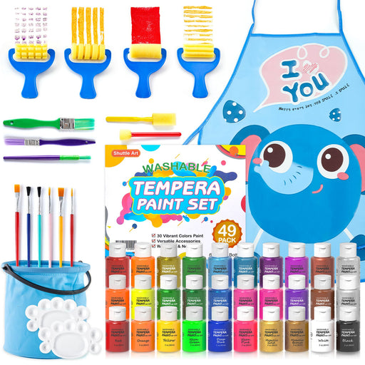Shuttle Art Washable Finger Paint, 44 Pack Kids Paint Set with 36 Colors  Toddler Paints(30ml, 1oz) for Toddlers, Paint Brushes, Finger Paint Paper