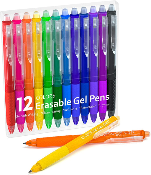 Lineon Erasable Gel Pens, 26 Colors Retractable Erasable Pens Clicker, Fine Point, Make Mistakes Disappear, Assorted Color Inks for Drawing Writing