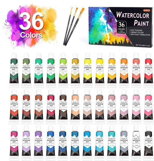 Shuttle Art Watercolor Paint Set, 48 Colors Watercolor Paint Pan Set with 3 Paint Brushes for Beginners, Artists, Kids & Adults to Watercolor Paint, B