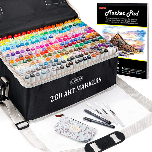  Shuttle Art 36 Colors Skin Tone&Hair Art Markers, Dual Tip  Alcohol Based Marker Pen Set Contains 1 Blender 1 Carrying Case 1 Marker  Pad Perfect for Kids & Adults Portrait,Comic