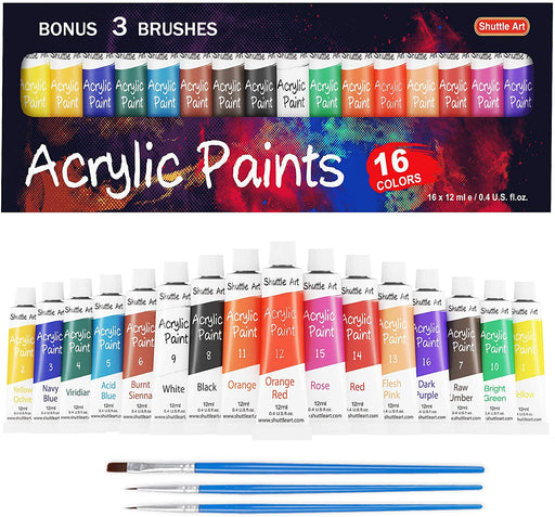 69 Pack Kids Paint Set, Shuttle Art Art Set for Kids with 30 Colors Acrylic  Paint, Wood Easel, Canvas, Painting Pad, Brushes, Palette and Smock