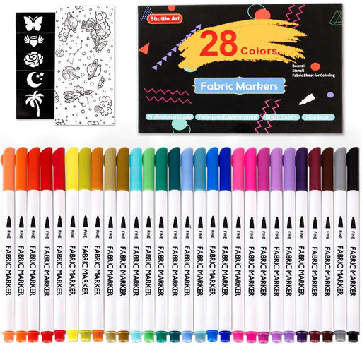 Shuttle Art Fabric Markers Pens, 40 Colors Dual Tip Fabric Markers  Permanent No Bleed Markers for T-Shirts Sneakers, Non-Toxic & Child Safe  Permanent Fabric Pens for Kids Adult Painting Writing