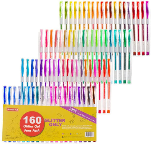 DasKid 240 Color Artist Gel Pen Set, includes 48 Glitter, 21 Metallic, 22  Pastel,18 Neon, 6 Rainbow, 5 Standard colors, 120 Matching Color Refills