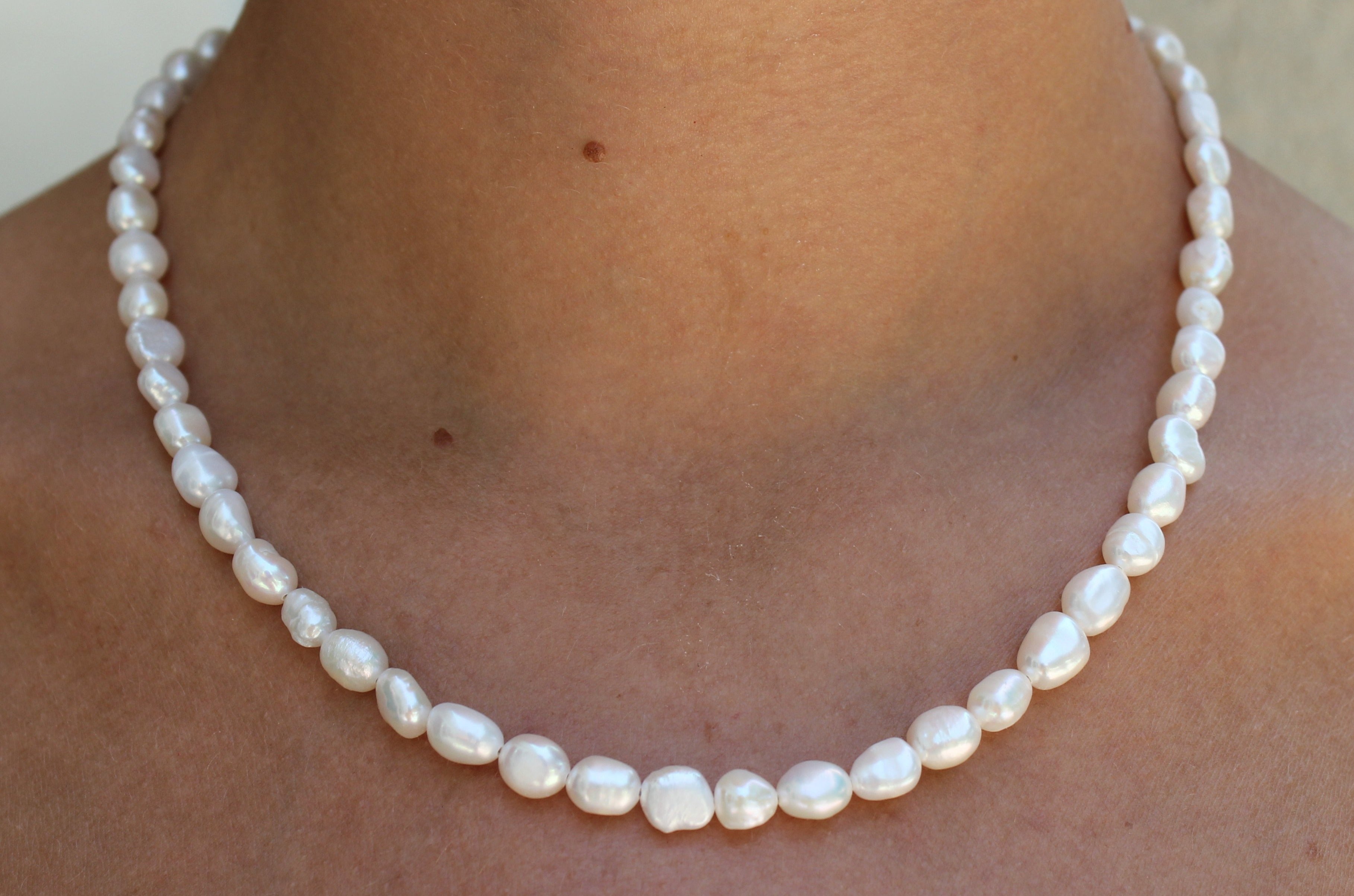 7mm Freshwater Pearl Necklace - A Quality - Pearl & Clasp