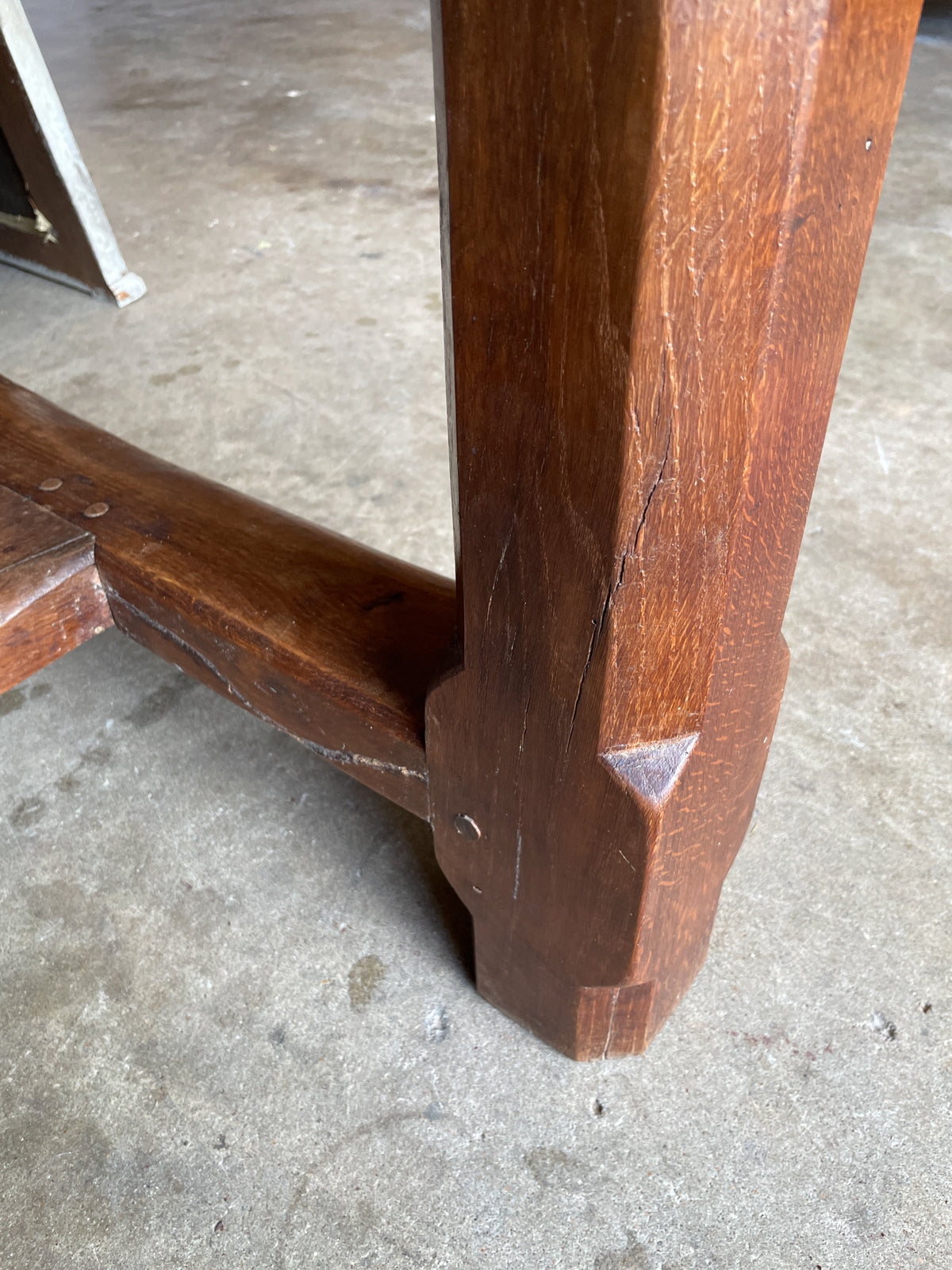 Antique French Oak Farm Table with Drawer & Extension