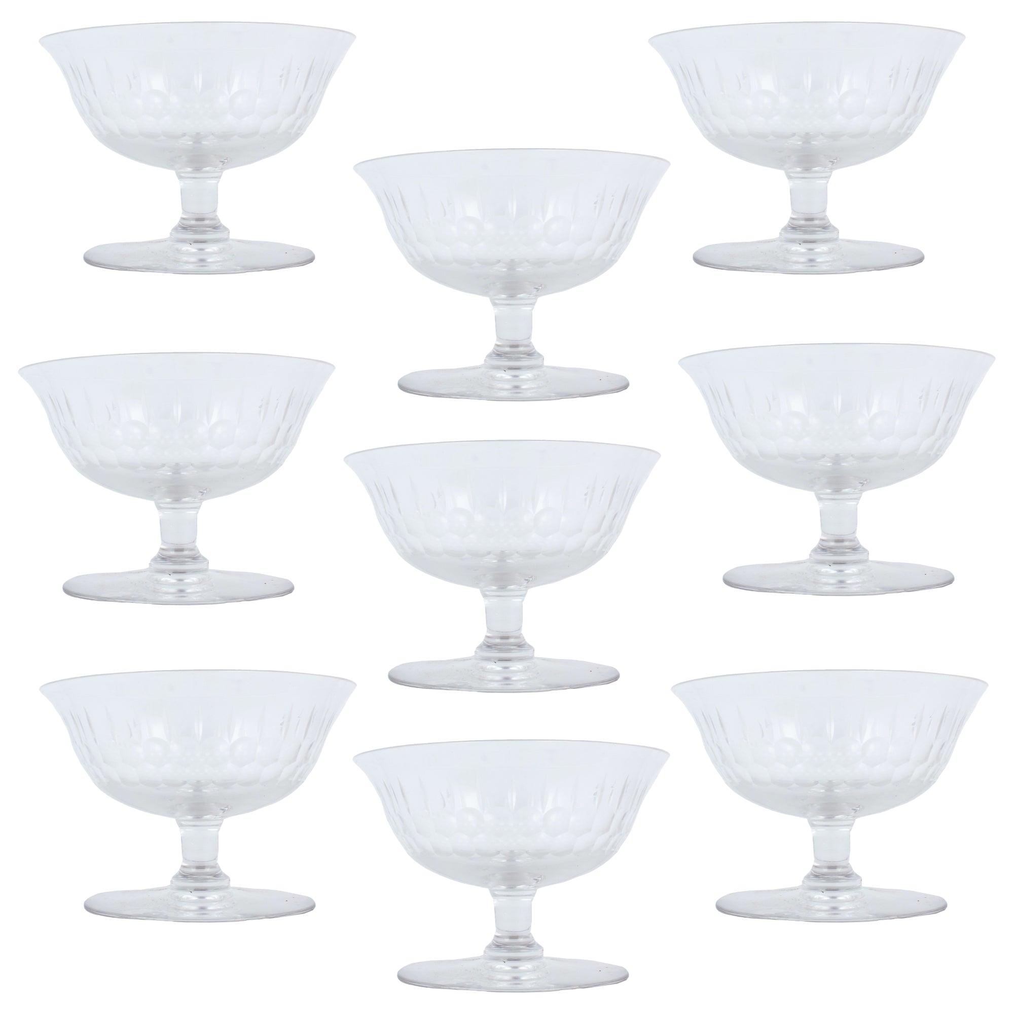 Set of 7 Antique French Crystal Champagne Coupes – Laurier Blanc