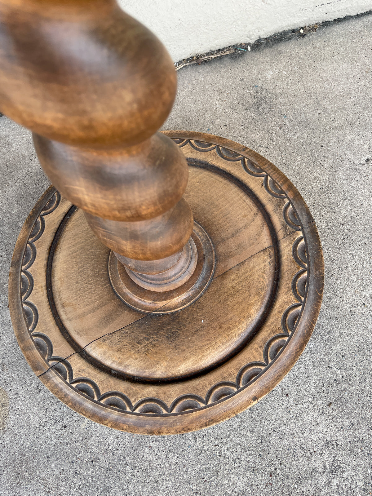 Antique French Oak Barley Twist Side Table with Decorative Carvings