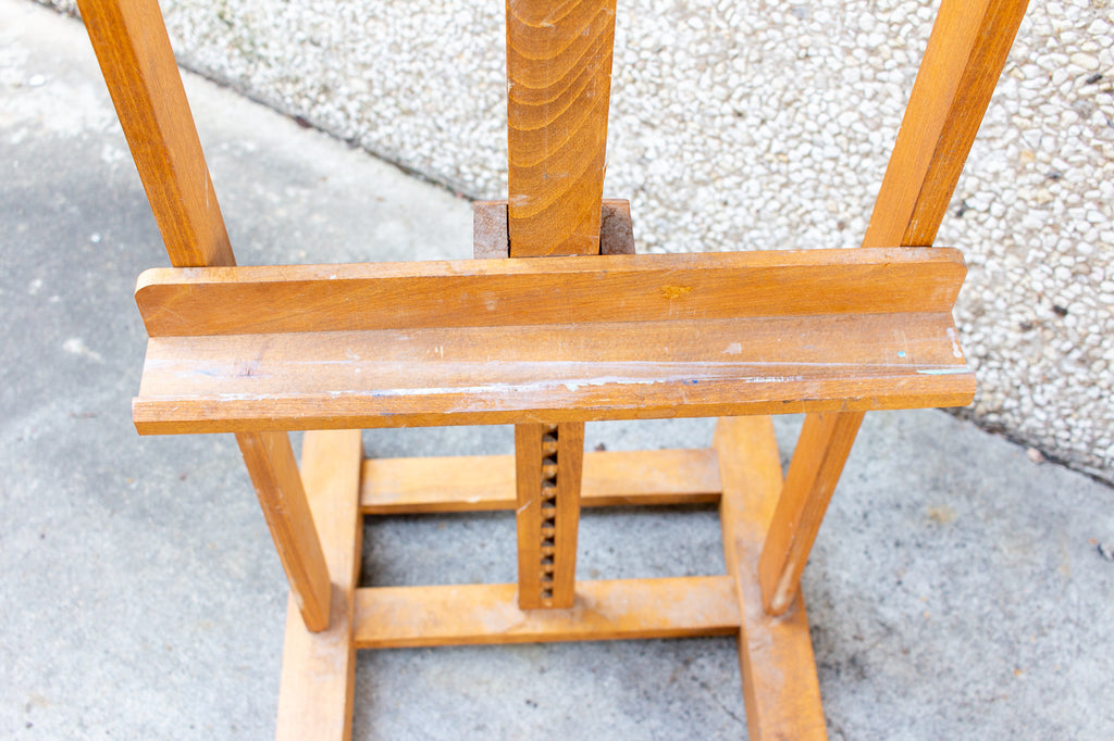 Large Vintage French Wood Floor Easel Laurier Blanc Unique