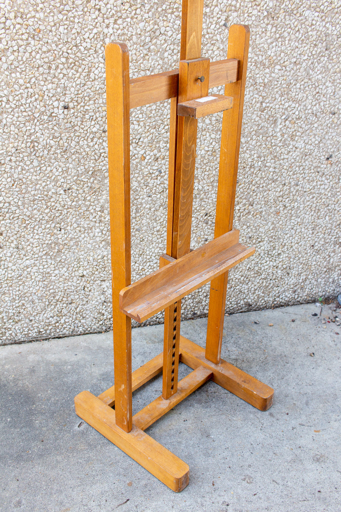 Large Vintage French Wood Floor Easel Laurier Blanc Unique