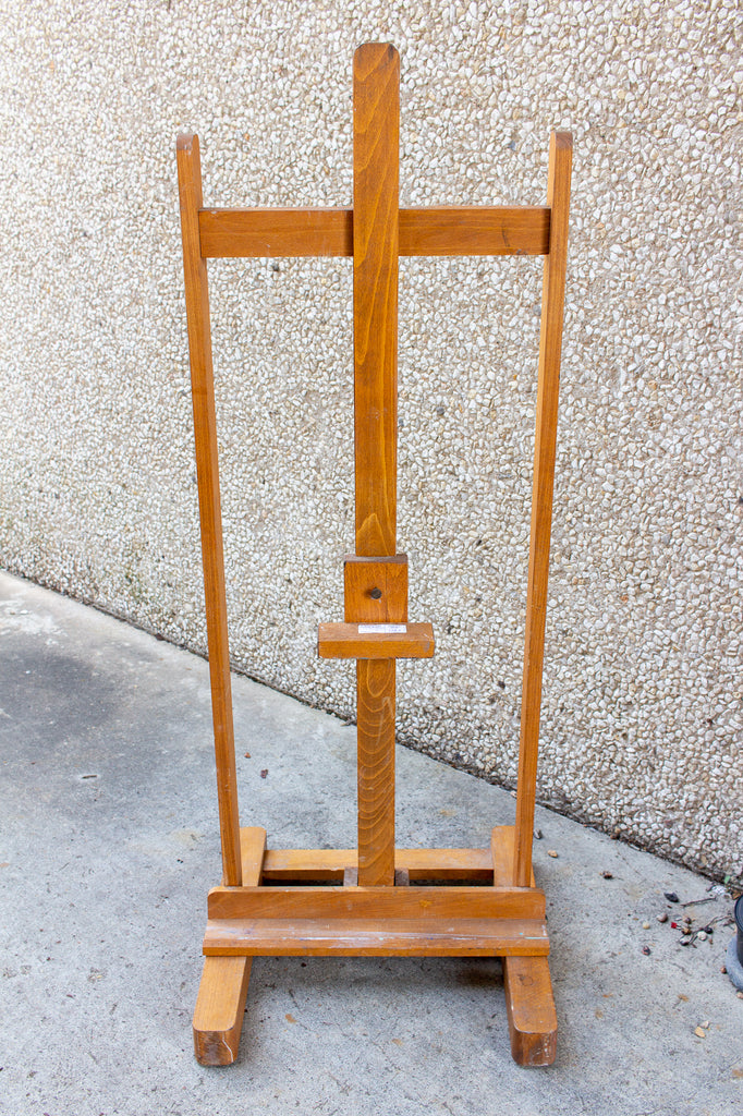 Large Vintage French Wood Floor Easel Laurier Blanc Unique