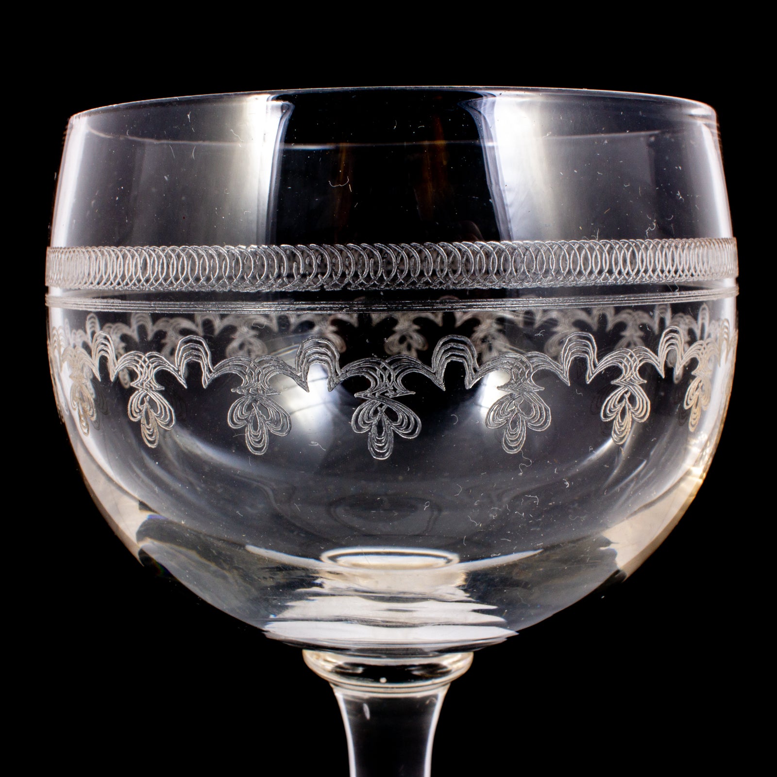 Vintage French Engraved Crystal Goblets | Set of 10