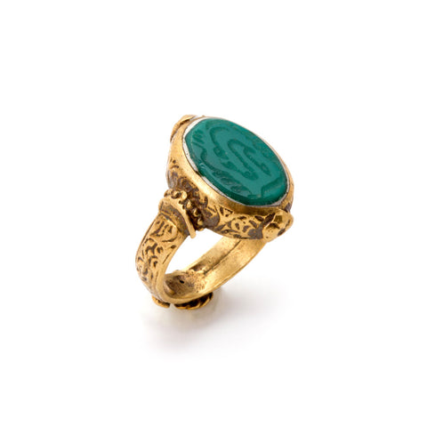 Cobalt Carved Stone & Brass Signet Ring from Afghanistan – Laurier ...