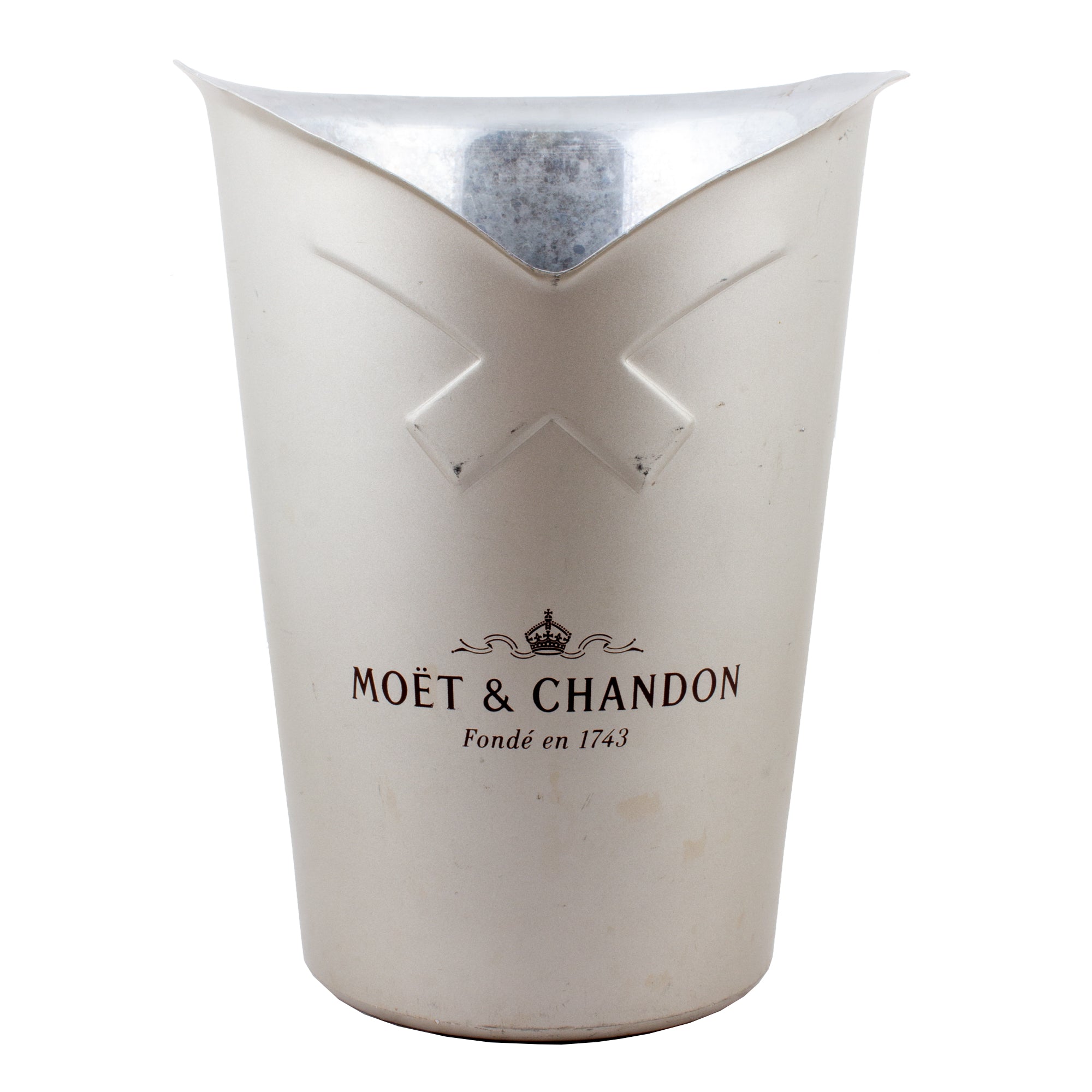 Vintage French Moet et Chandon Champagne Silver Colored Brushed Metal Ice  Bucket, Retro White Wine Bottle Cooler from France