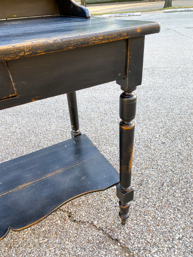 Antique French Writing Desk With Distressed Black Painted Finish Laurier Blanc Unique Home Decor From Around The World