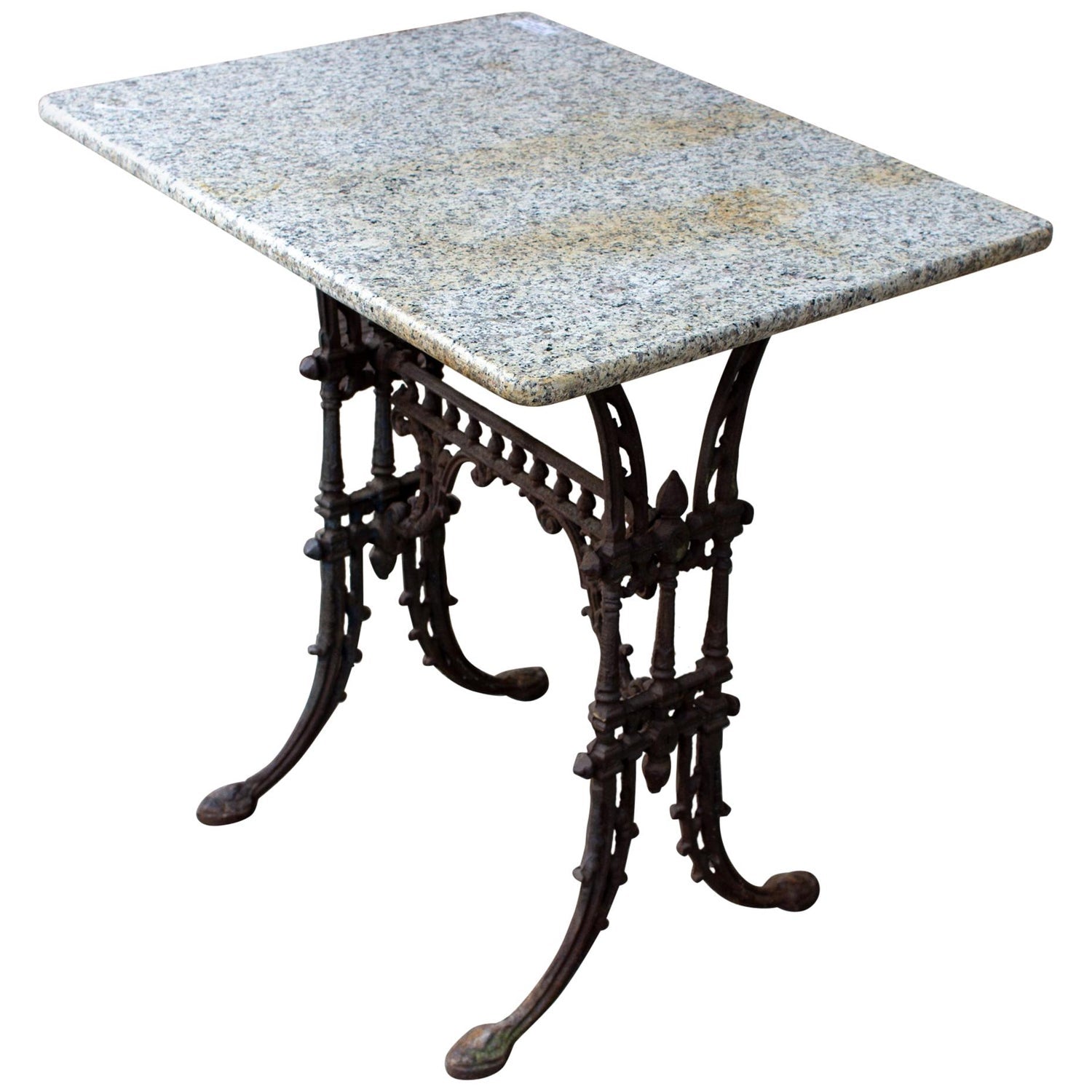 Antique French Marble and Cast Iron Bistro Table, circa 1900