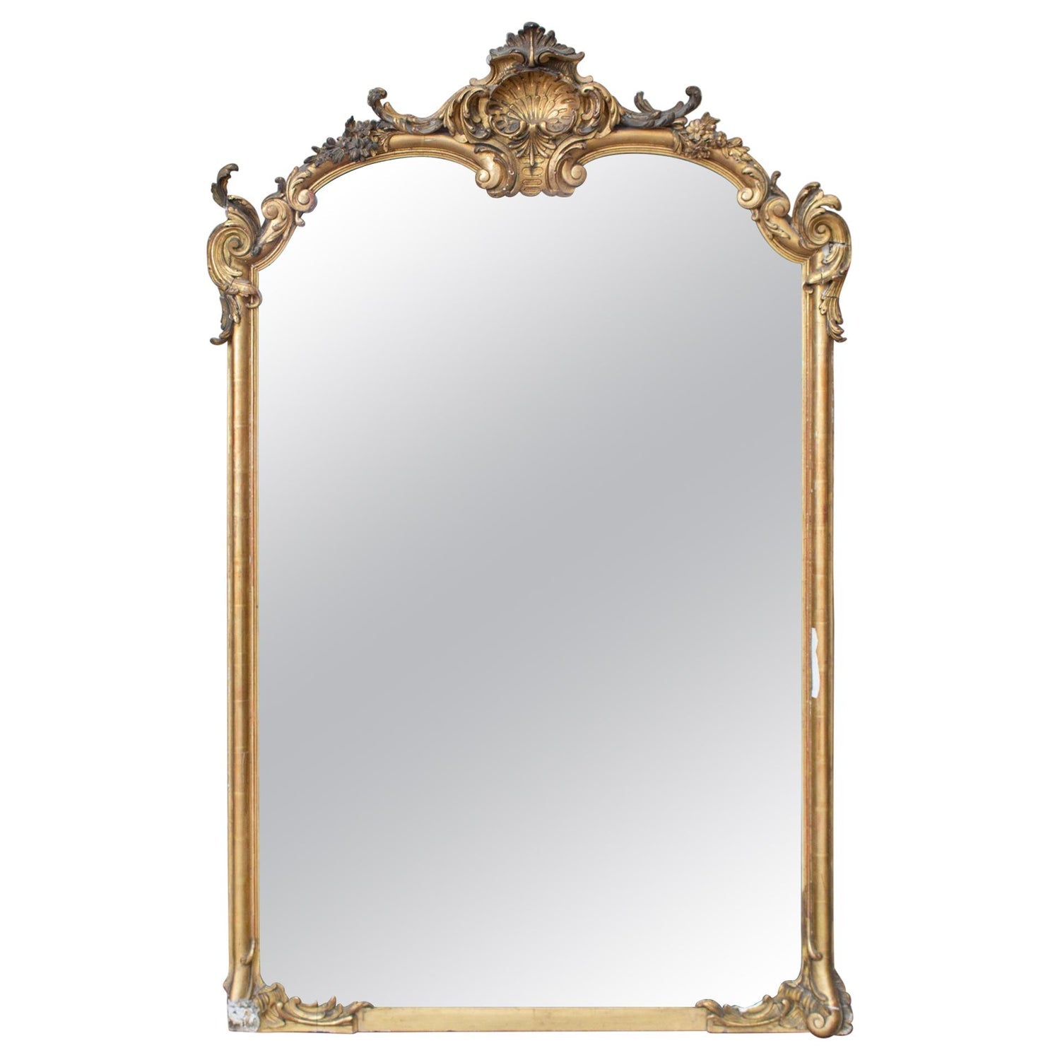 Antique French Louis Philippe Gilt Mirror with Scroll Cartouche Detail –  Laurier Blanc