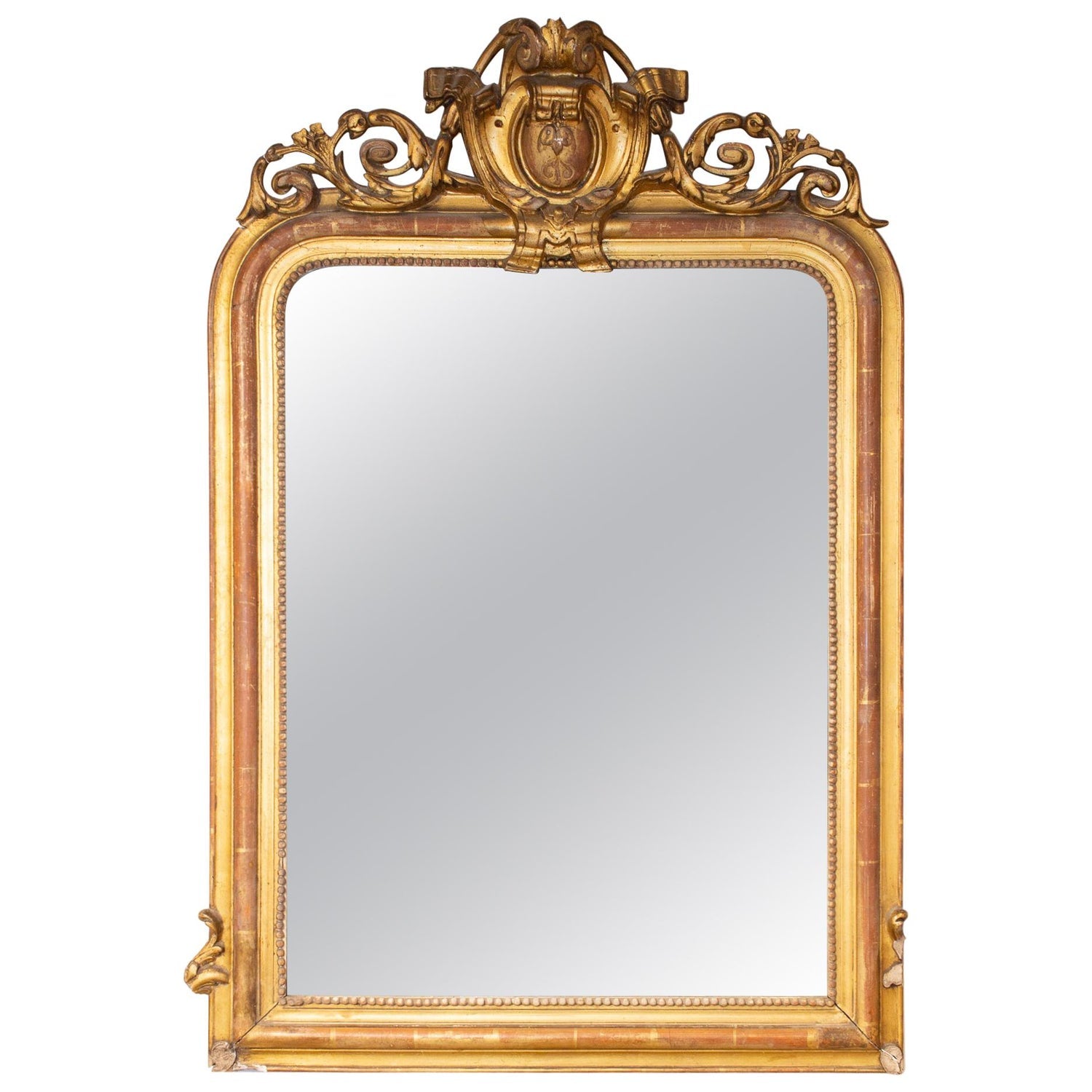 Antique French Black & Gold Louis Philippe Mirror with Floral Detail –  Laurier Blanc