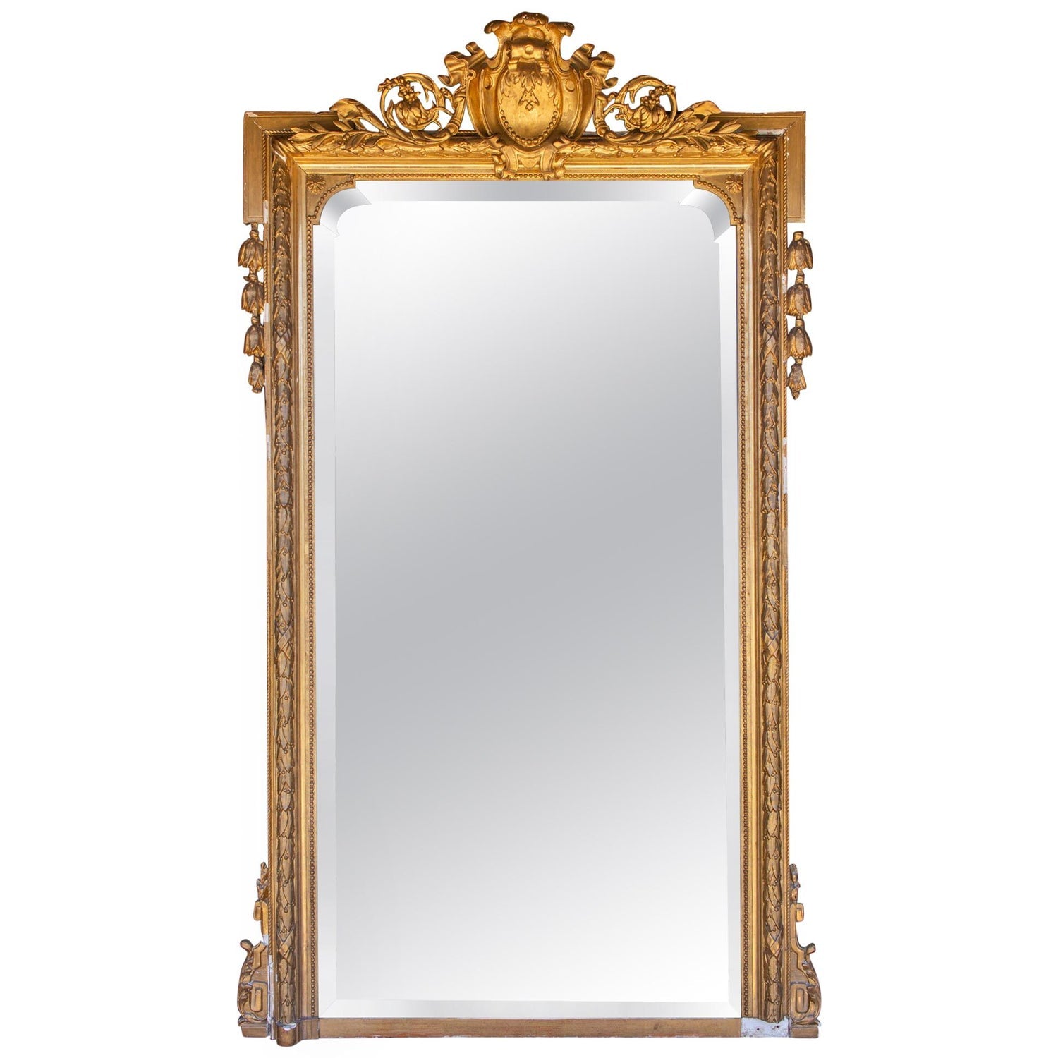 Antique French Black & Gold Louis Philippe Mirror with Floral Detail –  Laurier Blanc